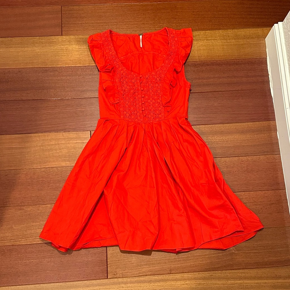 Red sleeveless dress with detailing on the front from Free People